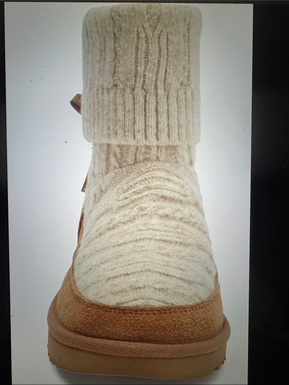 UGG Cream Knit & Chestnut Suede Ankle Booties
